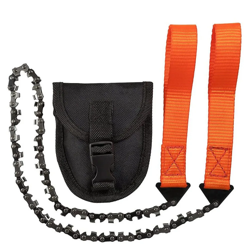 Sega a filo portatile da esterno a 11 denti - Sega a filo disegnata a mano - Ideale per campo, alpinismo, salvavita - Catena per sega multifunzione per