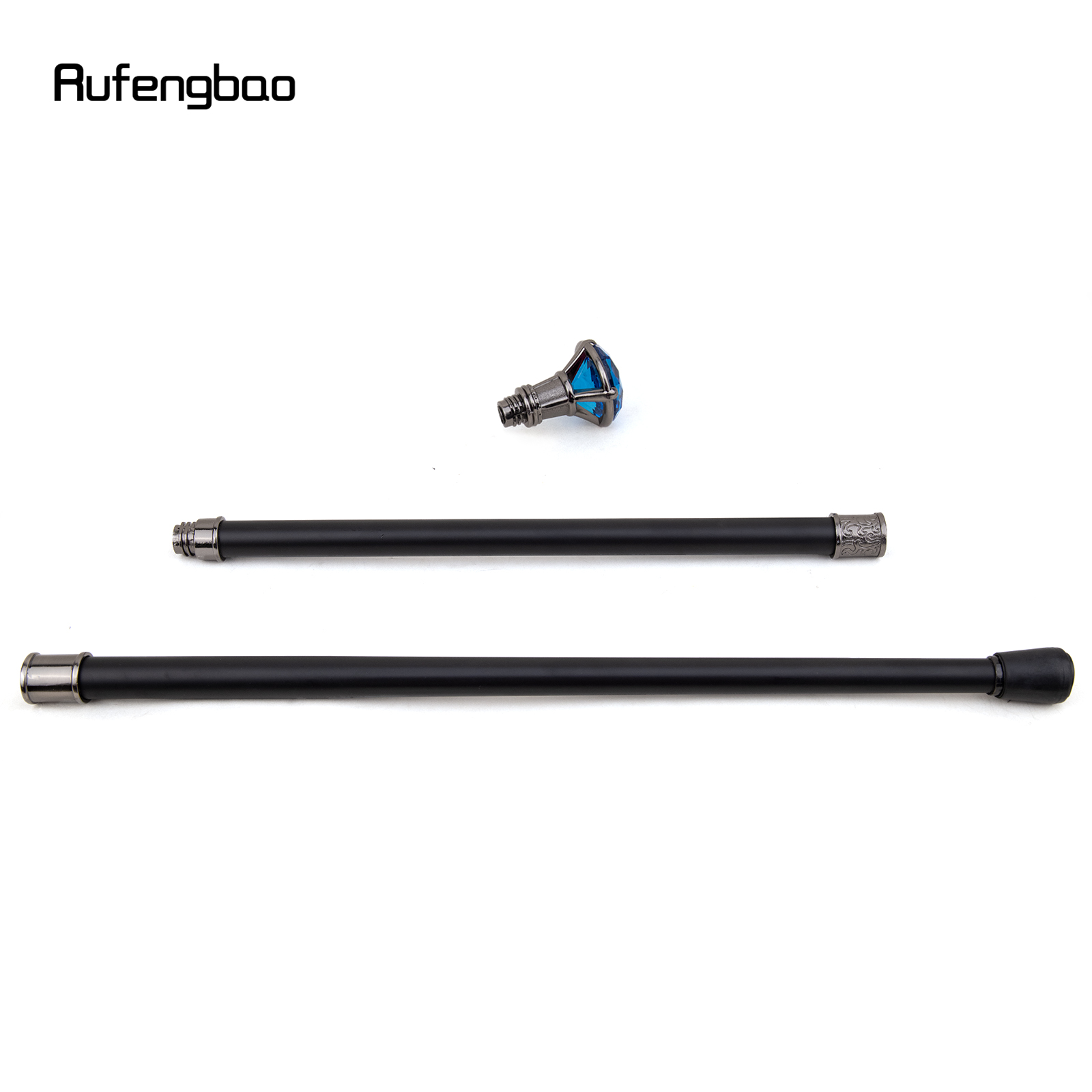 ブルーダイヤモンドタイプシルバーウォーミング、ファッション装飾ウォーキングスティック、シックでエレガントなコスプレノブかぎ針編み、93cm