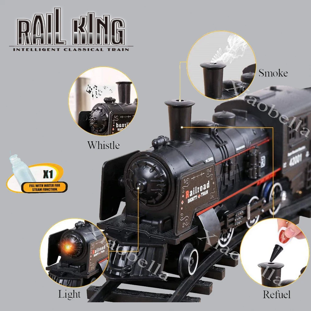 電気鉄道キングクラシック旅客列車シミュレーション水蒸気機関車プレイセット電池式列車おもちゃ煙音