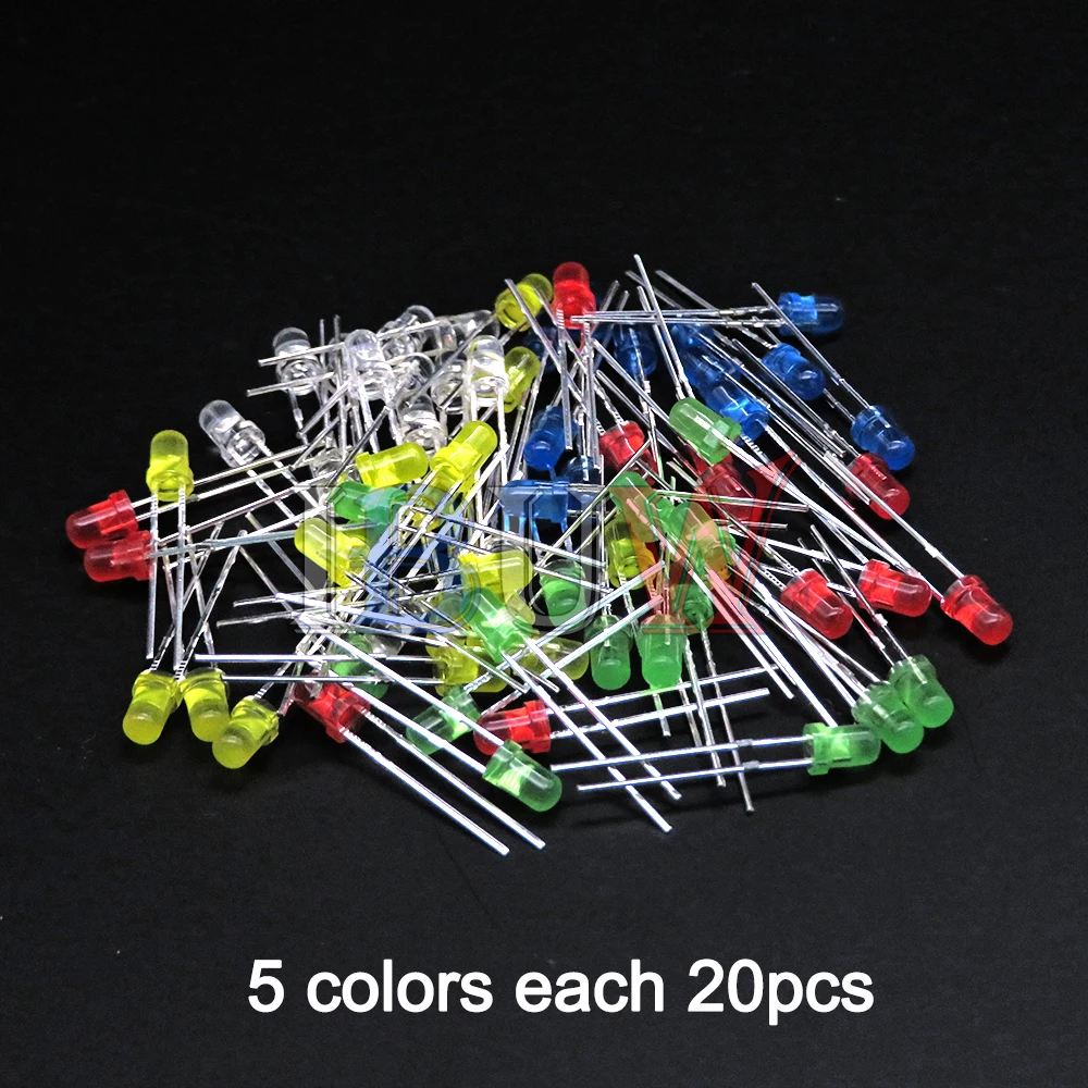 100 Cái/lốc 3Mm LED Diode F3 Các Loại Bộ Ibuw Trắng Xanh Xanh Đỏ Vàng Cam Hồng Tím Trắng Ấm tự Làm Đèn LED Phát Sáng