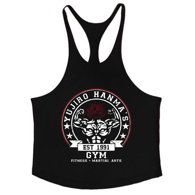 Baki gráfico algodão regata para homens verão sem mangas y-back colete ginásio treinamento muscular atlético treino undershirt activewear