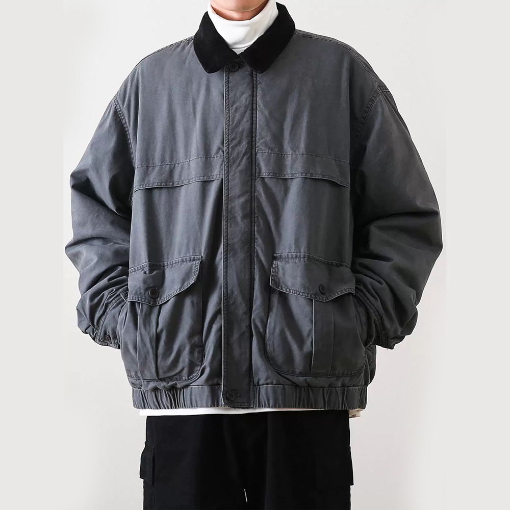 メンズカジュアルカーゴジャケット,日本のストリートウェア,厚手のカーゴコート,暖かいアウター,冬,シティボーイ,2024