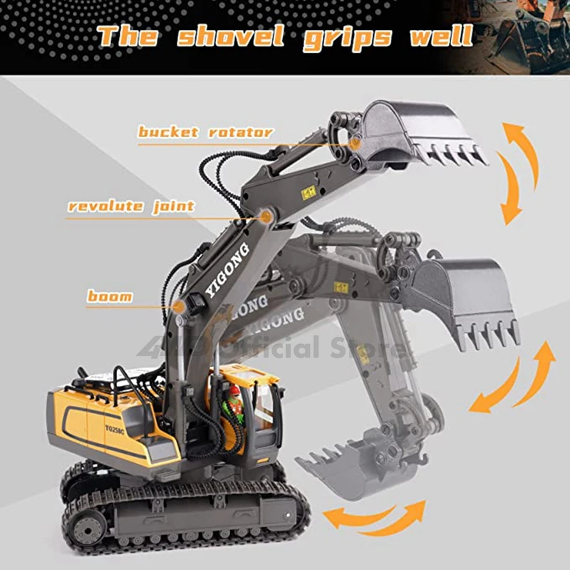 รถดัมพ์อัลลอย4x4 4WD รีโมทคอนโทรลรถปราบดินวิทยุโมเดลรถก่อสร้าง mobil RC ของเล่นของขวัญสำหรับเด็ก