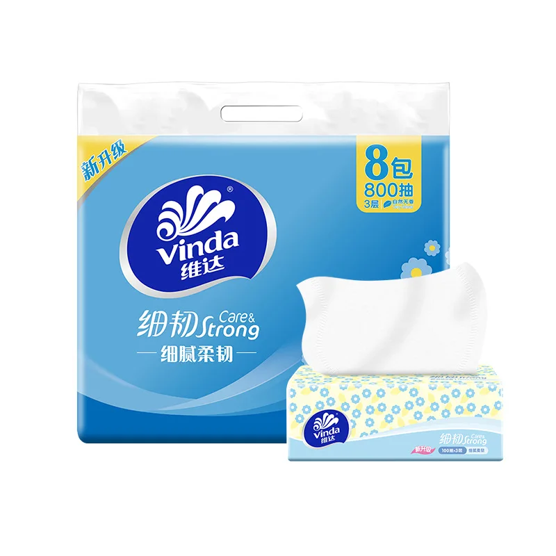 Vinda thin and tough tissue paper 3 layers 100 sheets 3 packs napkins toilet paper removable paper towels for home students