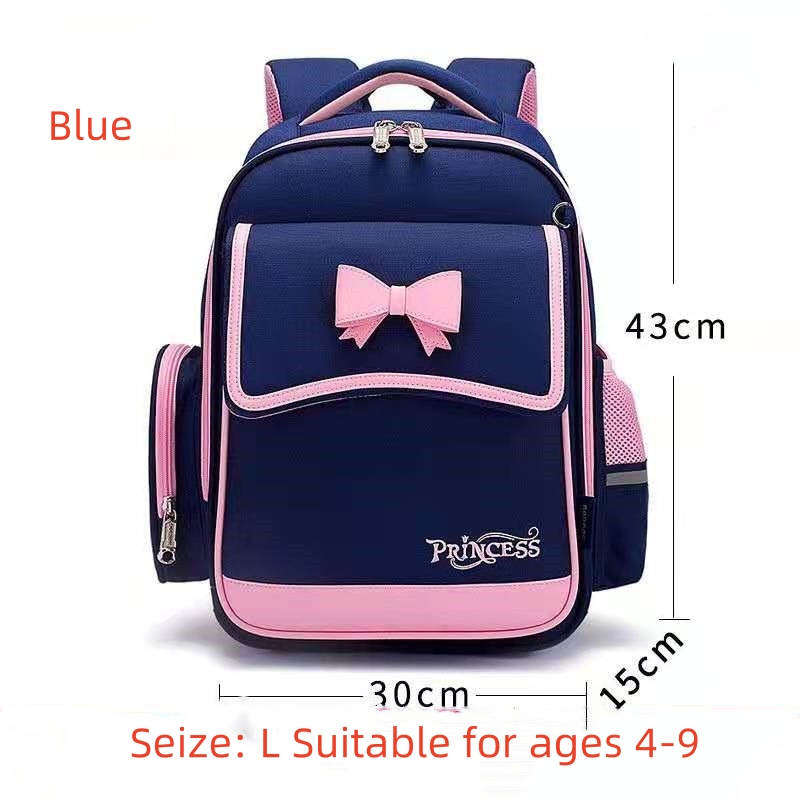 Schoolbag Bowknot Printed Decoration Girls Lightweight Comfortable Schoolbag Waterproof Wear-resistant Oxford Cloth Material Eng
