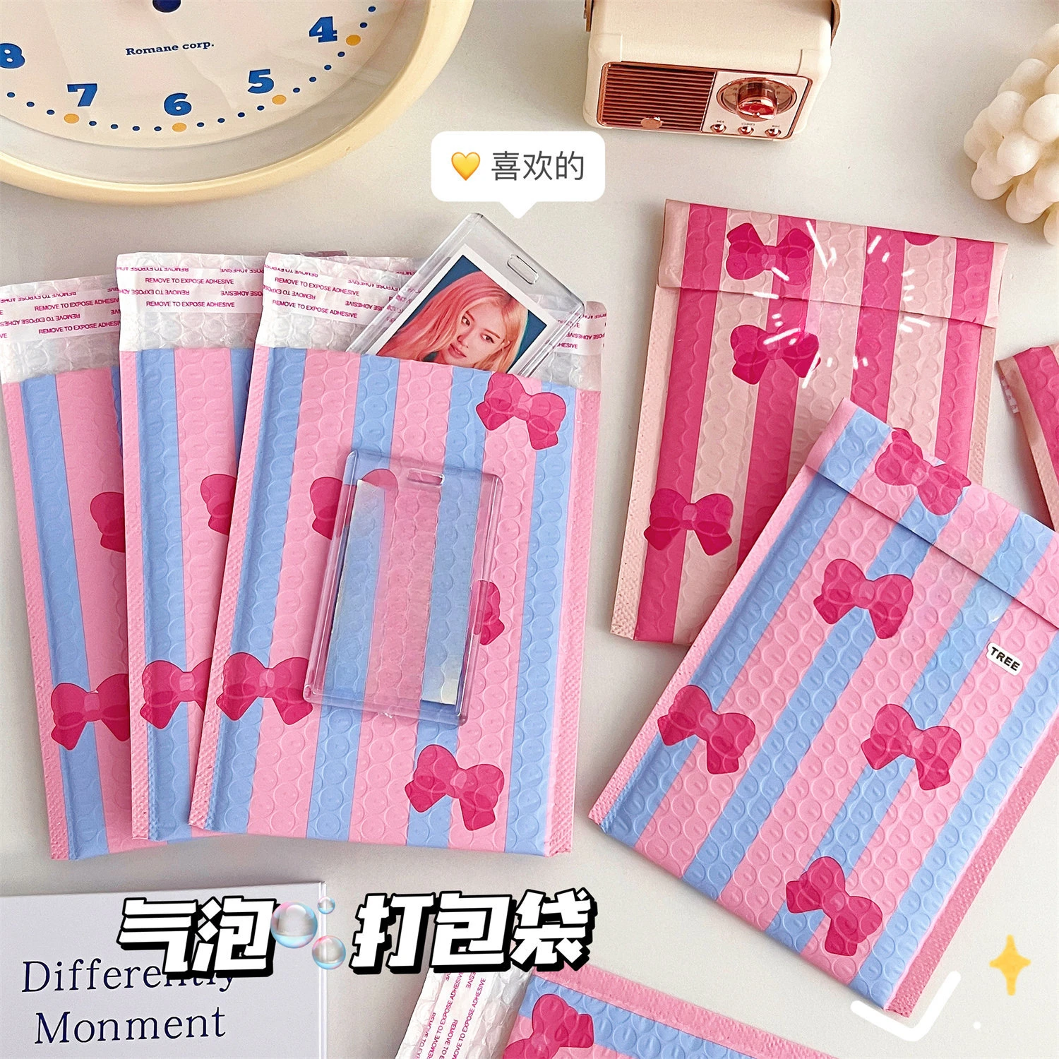 10 pçs bowknot bolha envelope saco rosa bolha auto selo sacos de correio envelopes acolchoados pacote para presentes