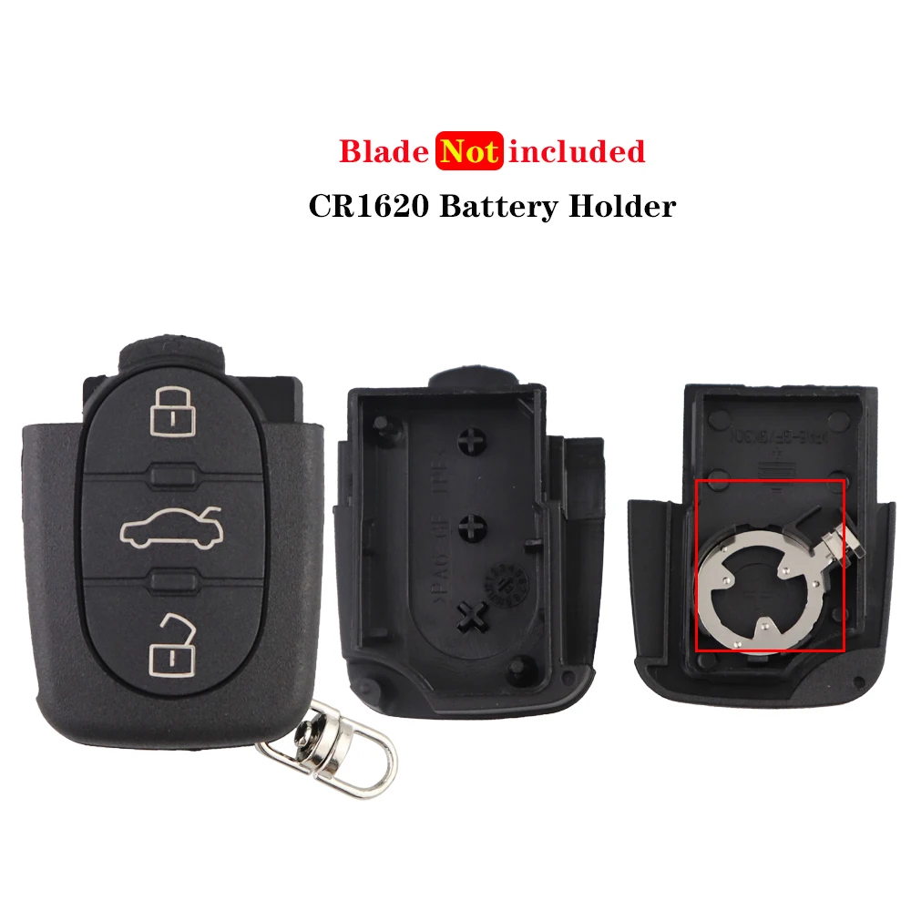 YIQIXIN-funda Fob de 3 botones para Audi TT B5 RS4 Quattr A2 A3 A4 A6 A8, carcasa de llave plegable para coche, reemplazo de cuerpo de carcasa inteligente