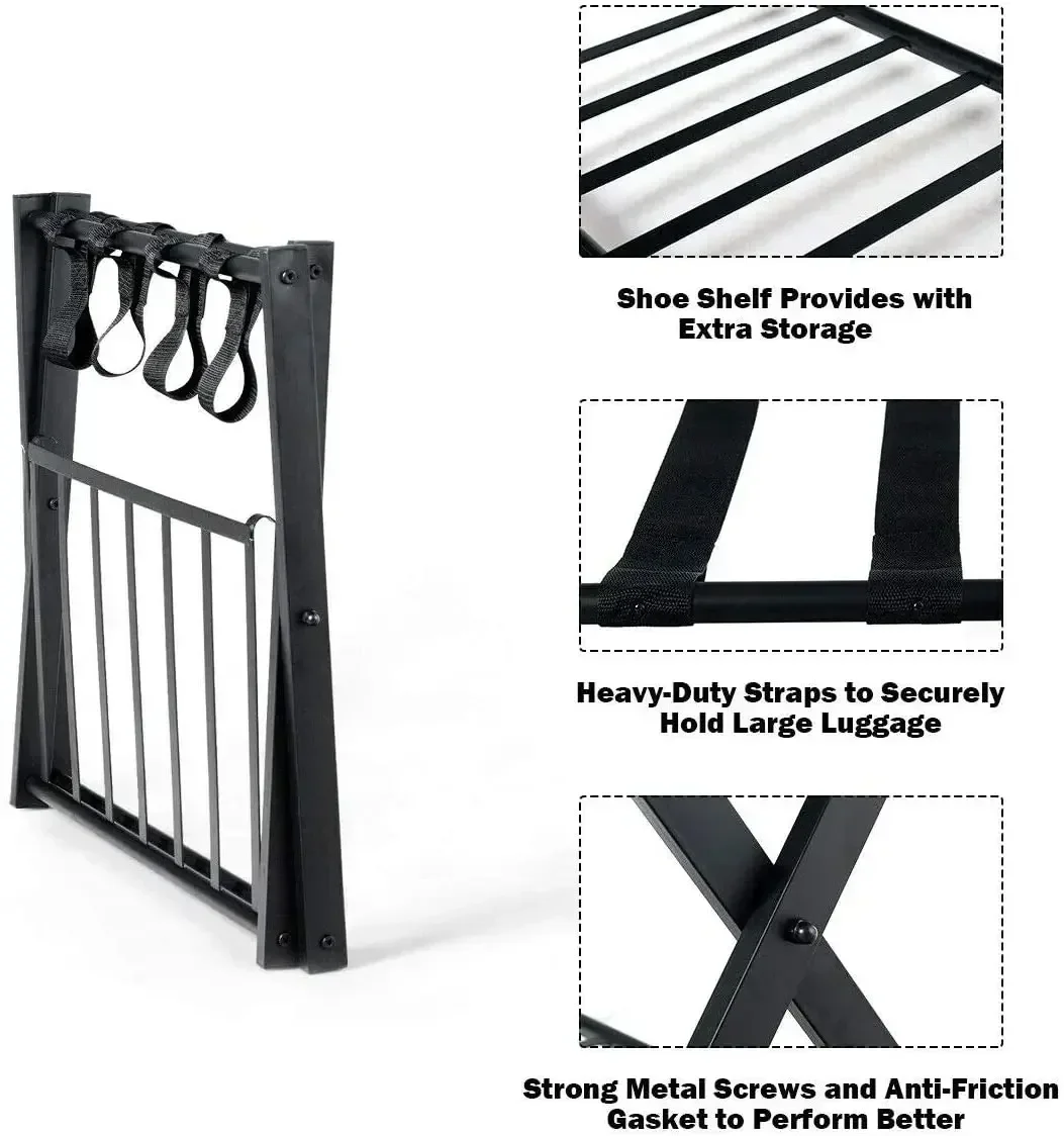 โรงแรมไม้กระเป๋าเดินทางชั้นวางคู่,ชั้นวางของ Stable ทนทานกระเป๋าเดินทาง Racks,พับสัมภาระผู้ถือผู้ถือ