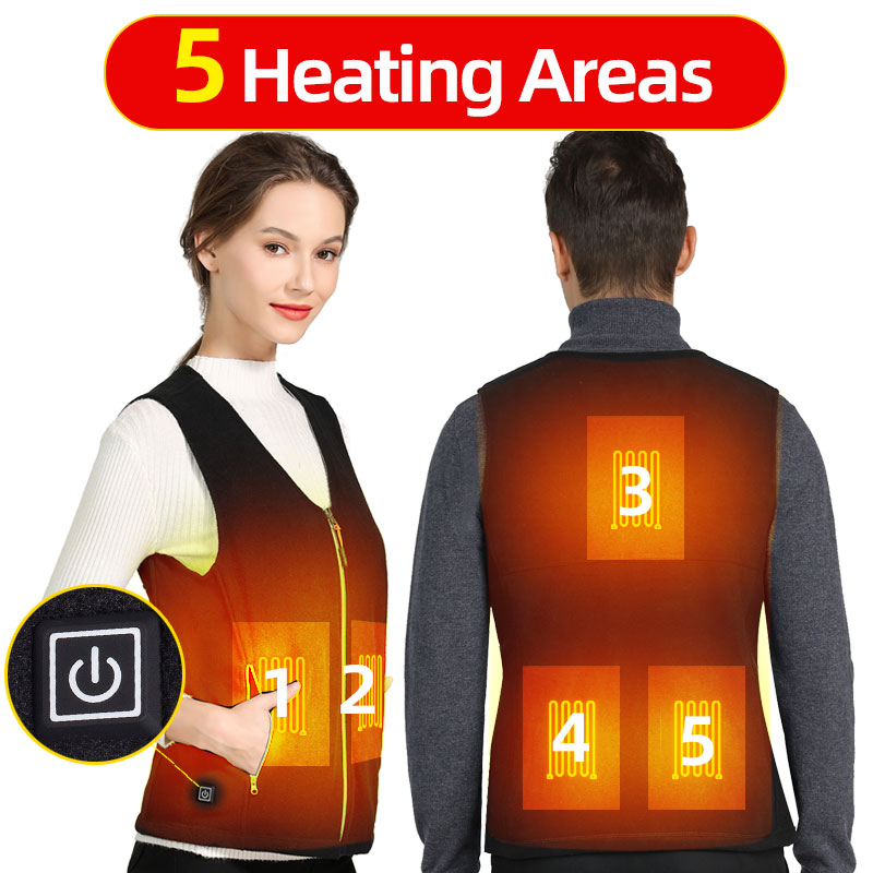 10 Khu Vực Nóng Áo Vest Nữ USB Nóng Áo Cổ V Mùa Đông Điện Tự Làm Nóng Vest Nam Chồng Có Thể Giặt Nhiệt Quần Áo