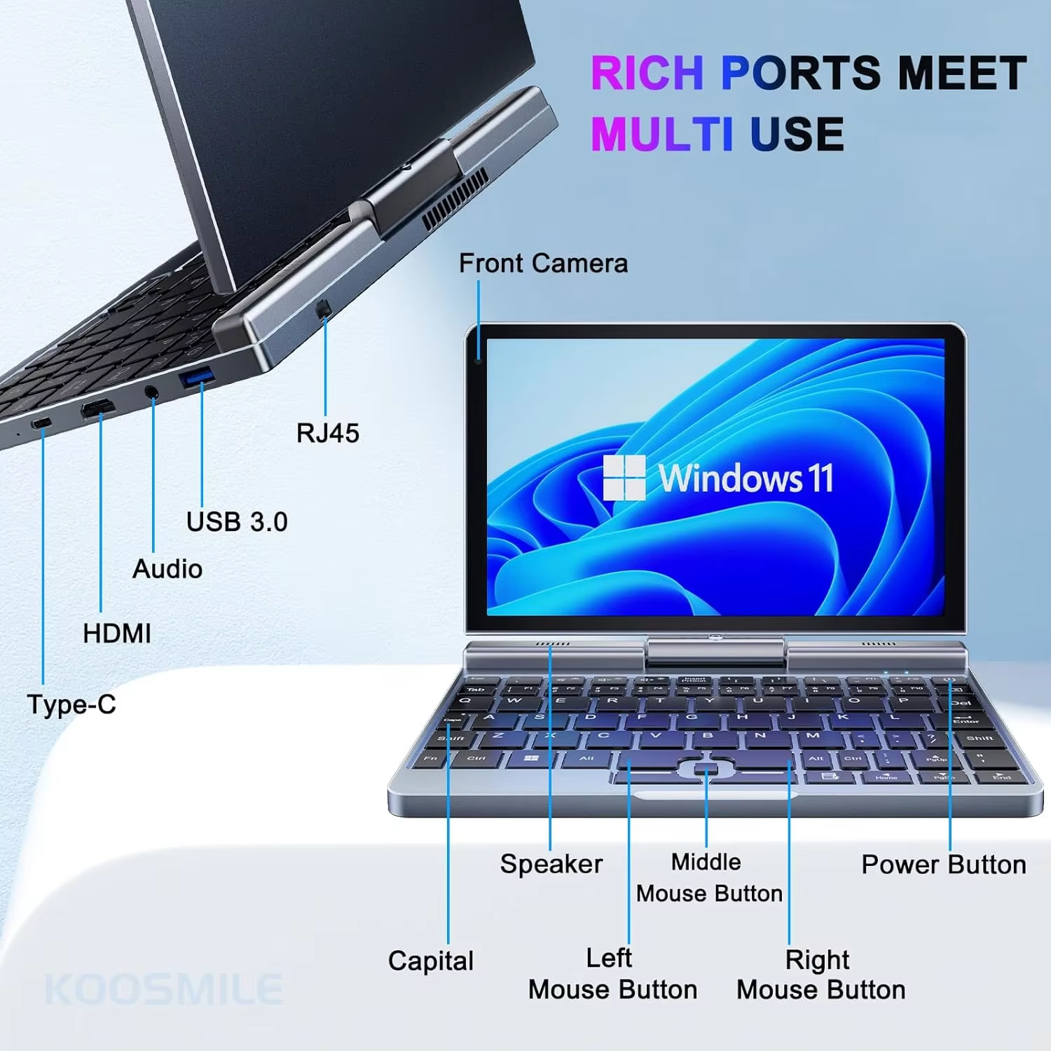 Mini  8 inch écran tactile ordinateur Portable N150 12GB DDR5 1TB SSD IPS petit ordinateur Portable Micro ordinateur