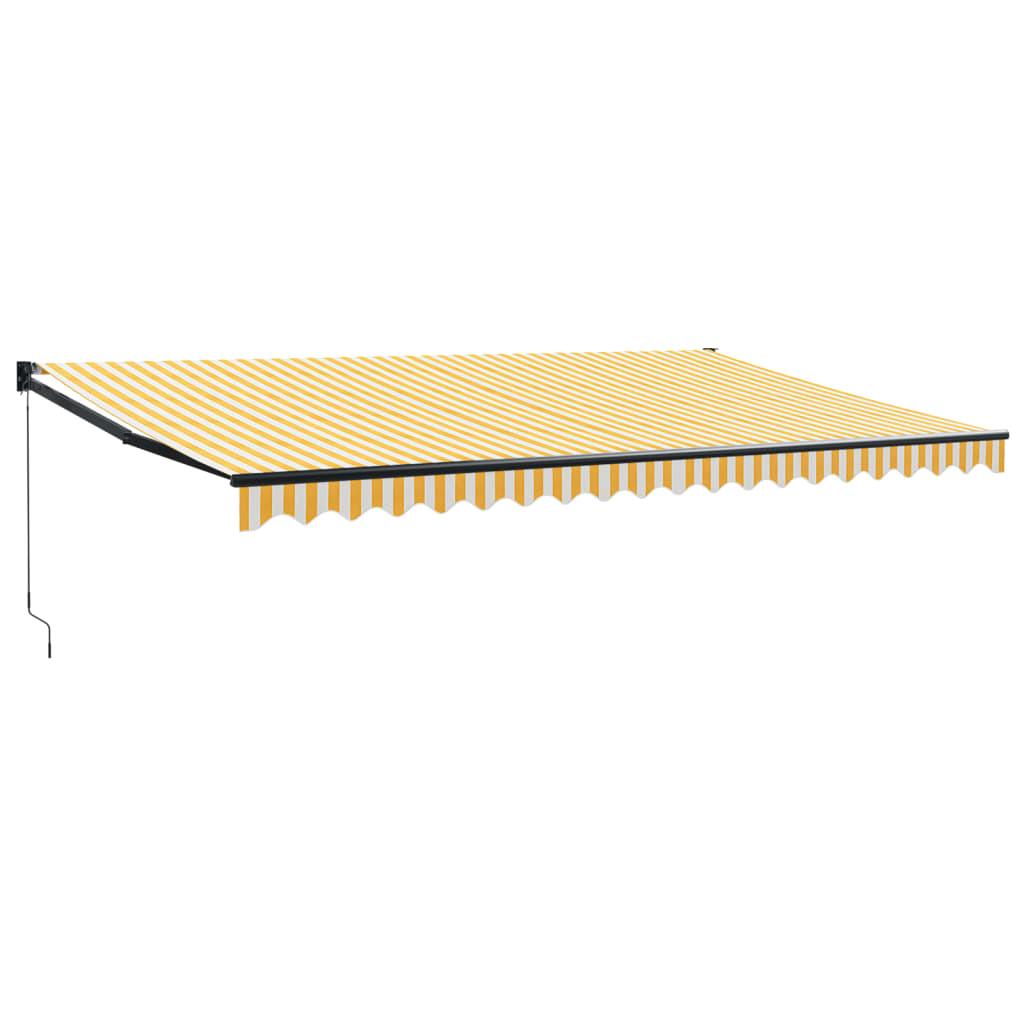Tenda retrattile gialla e bianca 5x3 m in tessuto e parasole per esterni in alluminio