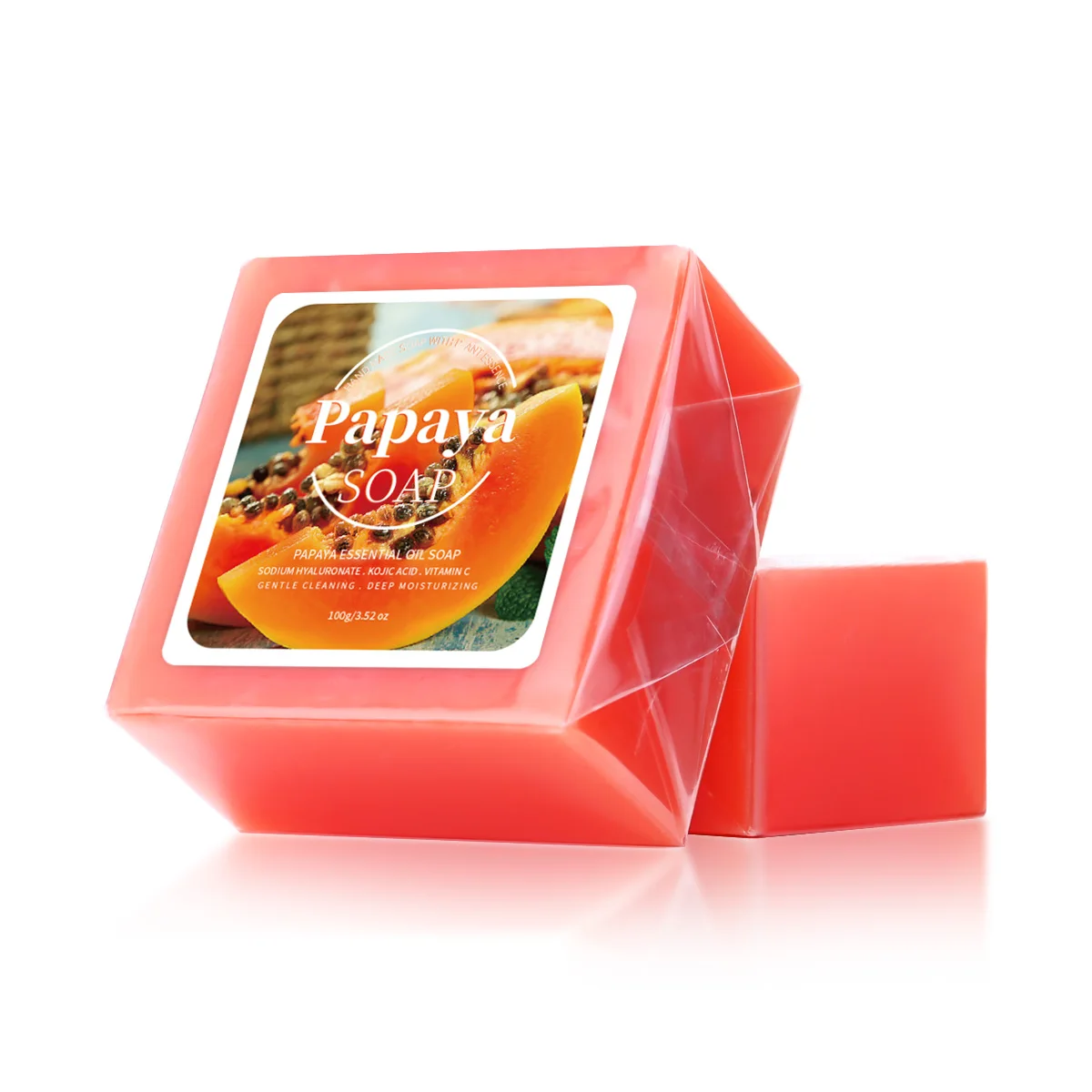 100g B + extrait de papaye savon nourrissant fait à la main nettoyage en profondeur blanchissant avec savon au lait de chèvre de noix de coco