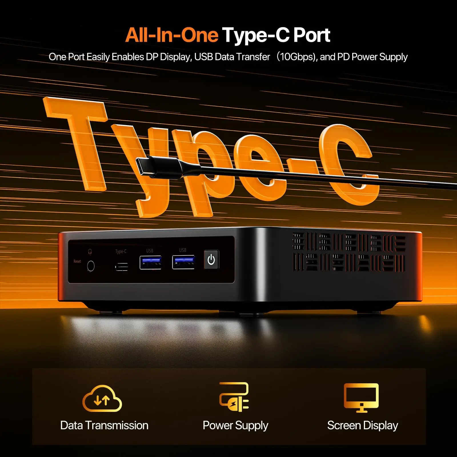 PELADN WI-6 Mini-PC, Intel Twin Lake N150 (Upgrade N100), 16 GB DDR4/512 GB SSD WiFi5 4K/60 Hz Dreifach-Display USB3.2/BT4.2