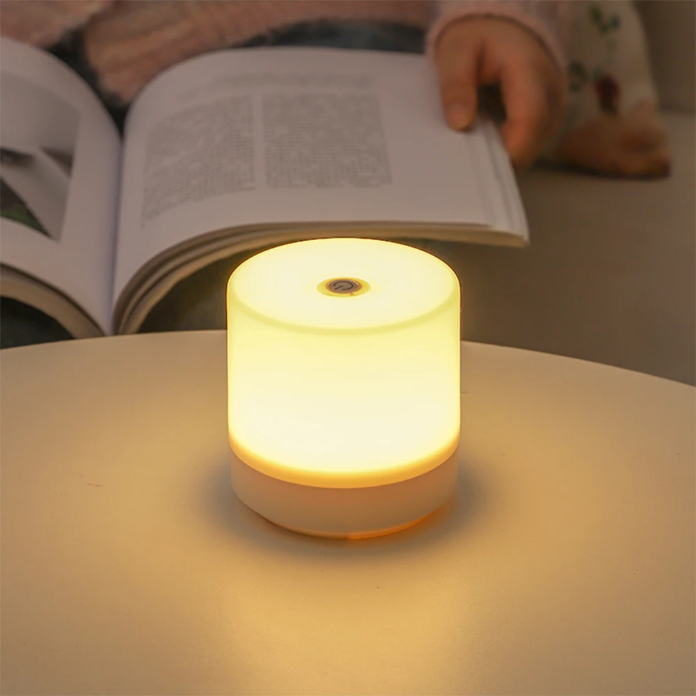 Lámpara de noche USB creativa, lámpara de mesa con atenuación táctil, luz LED nocturna para dormitorio, universidad, lámpara de lectura de libros para estudiantes 2024