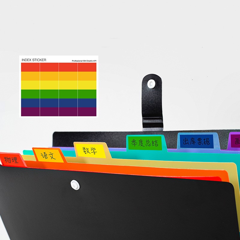 Ordner für A4-Erweiterungsdateien, Regenbogenfarben-Design, 7 Taschen, Akkordeon-Quittungsordner, Dokumente, Organizer, Schule, Bürobedarf