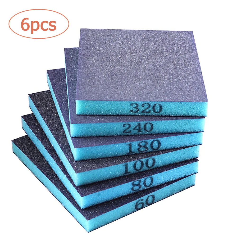 Juego de 6 esponjas de lijado de grano grueso medio fino 60-320-bloques de lijado en seco y húmedo reutilizables lavables para muebles de vidrio, Metal y madera