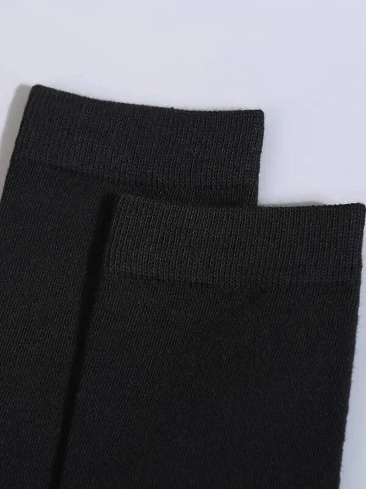 6 pares de calcetines de longitud media de Color sólido para hombre, calcetines de negocios negros clásicos cómodos a la moda para otoño, calcetines cortos de alta calidad para hombre