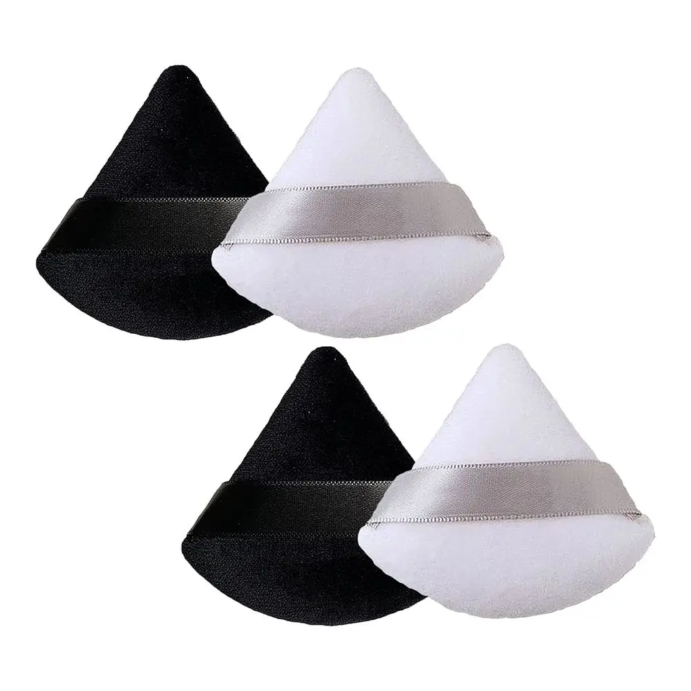 1/2 pçs triângulo veludo pó puff farinha mini rosto maquiagem esponja cosméticos algodão macio rosto pó puff lavável leve