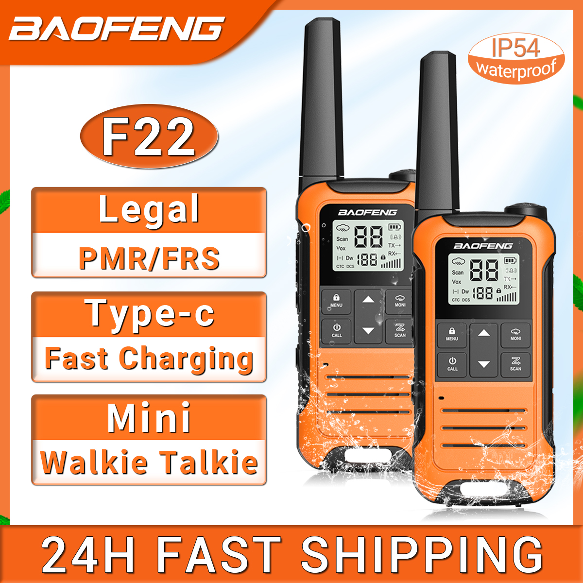 2PCS Baofeng F22 Walkie Talkie Portable Mini Communication Radio Profesional PMR446 /FRS Talkie Walkies Transceiver Radio