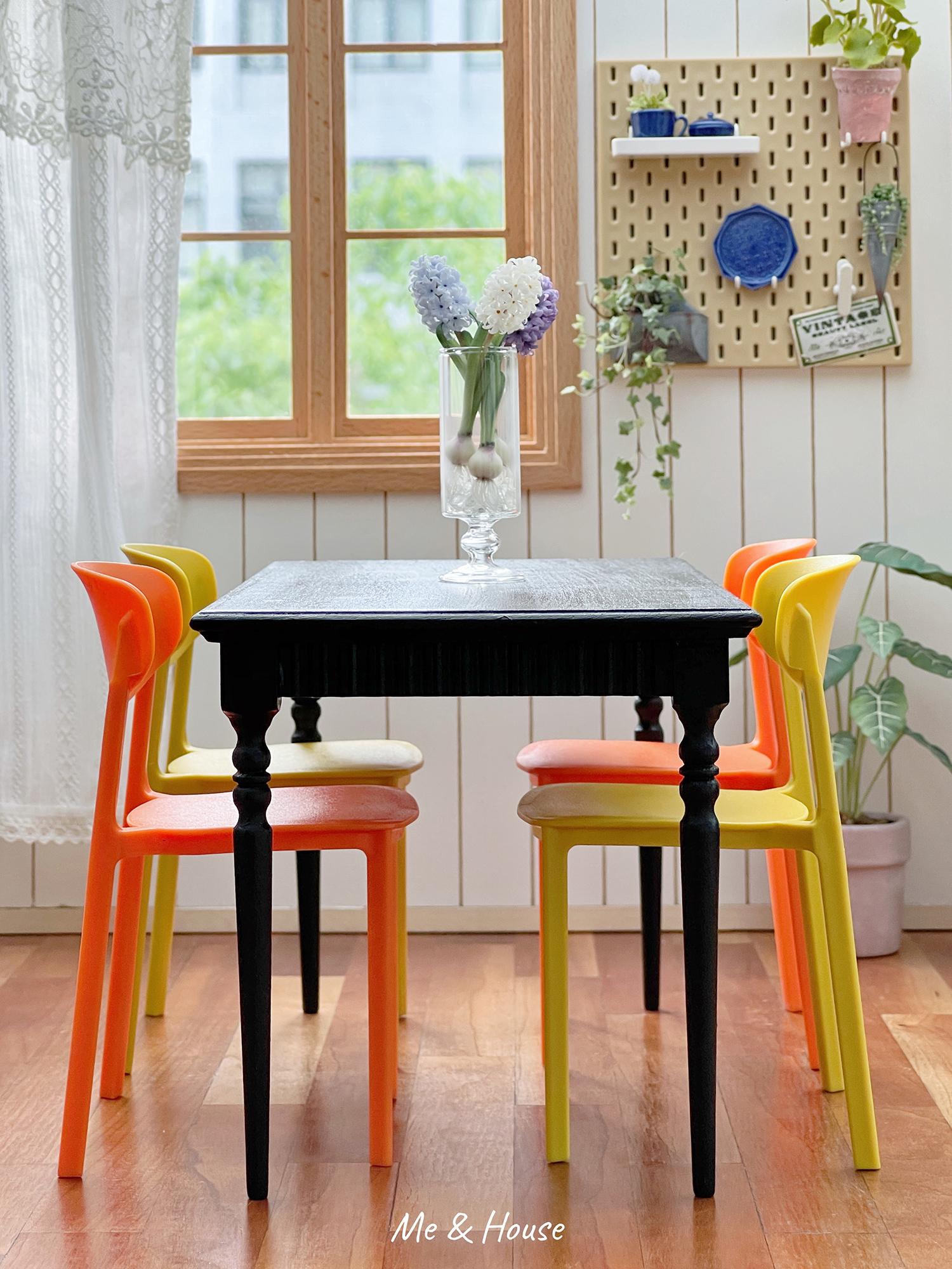 Năm 1/6 Nhà Búp Bê Mô Hình Nội Thất Mini Mẫu Ghế Ăn (Bộ 2 Ghế)