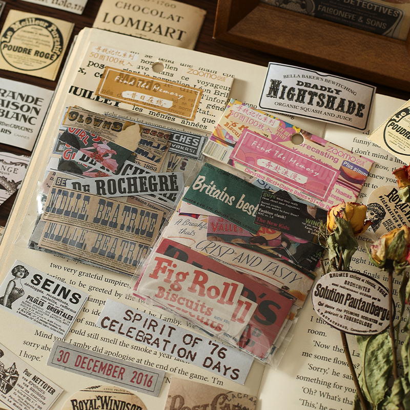 Paquete de 100 Uds de pegatinas decorativas Vintage, álbum diario artesanal, material de Collage de álbum de recortes, suministros para diario basura hechos a mano