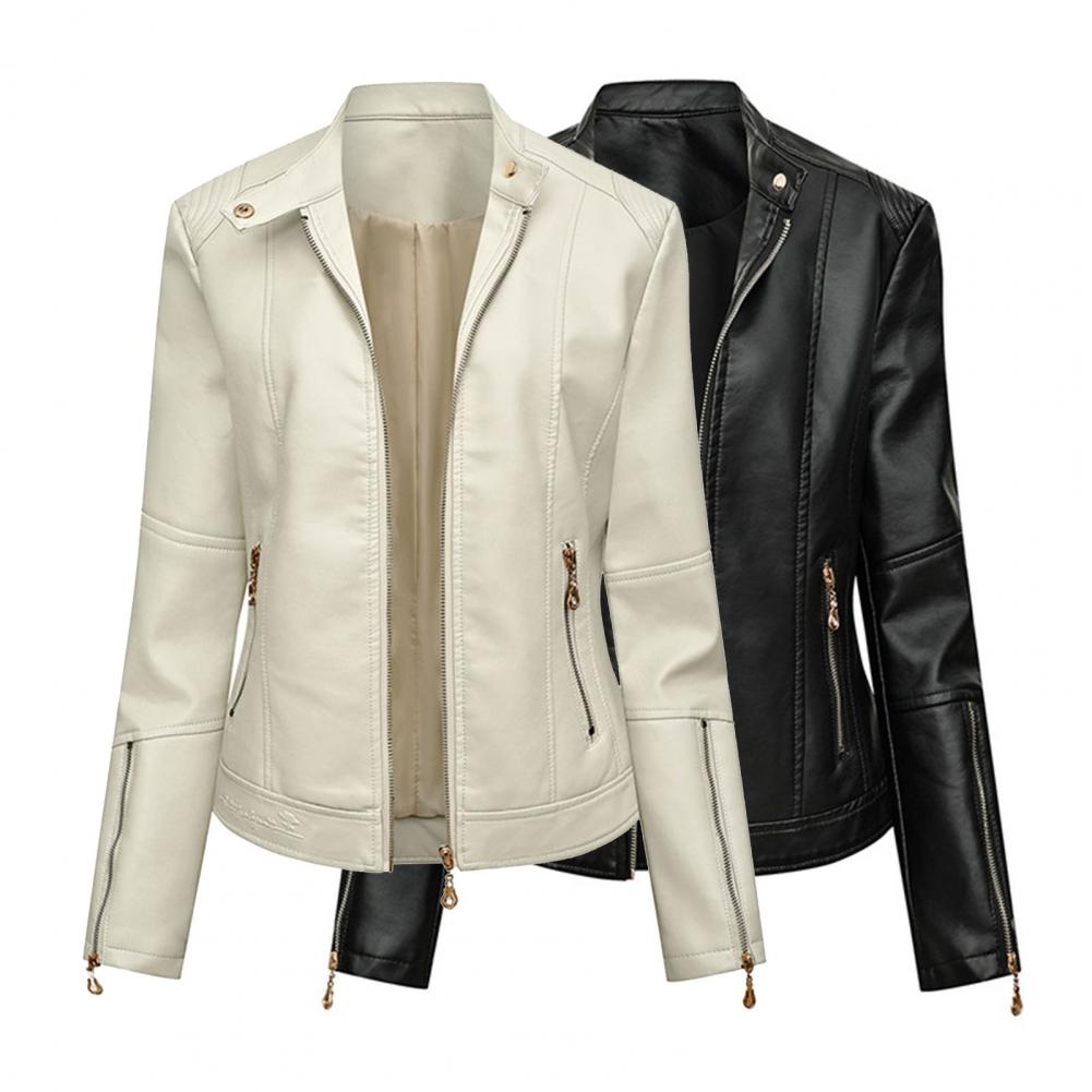 Stylish Spring Coat  Cool Turn-down Collar Autumn Jacket  Skin-friendly Biker Jacket