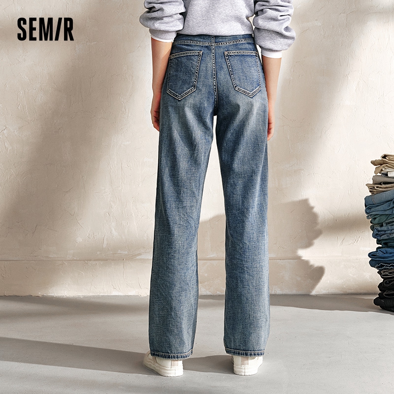 Semir กางเกงผู้หญิงกางเกงยีนส์ผ้าฝ้ายเอวสูง, กางเกงยีนส์ผ้าฝ้ายดูสูง2024ฤดูใบไม้ร่วงกางเกงขาม้าใหม่ที่ปกปิดเนื้อ