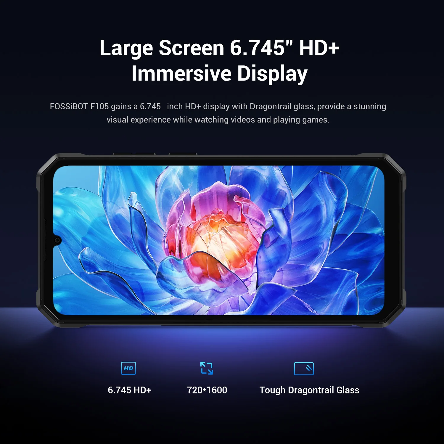 [World Premeire] FOSSiBOT F105 Smartphone robusto Android 14 OS 10300mAh 12 + 64GB Celular Câmera de 20 MP 6,745 "HD + IPS Phone