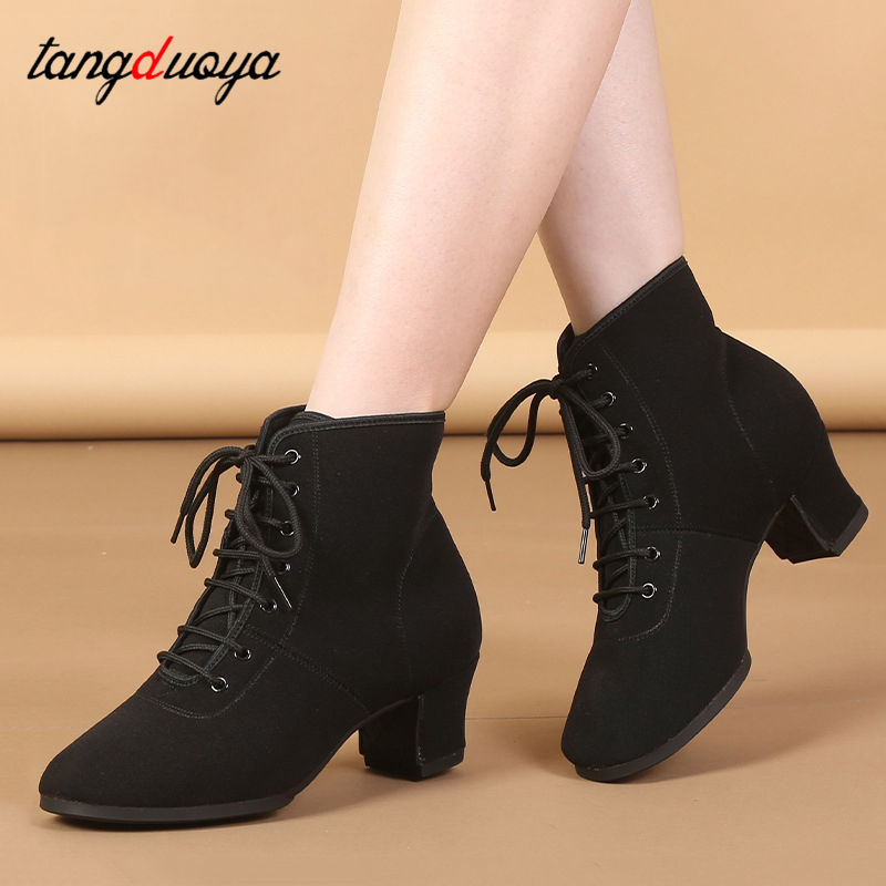 Novas mulheres de salão sapatos de dança latina jazz moderno sapatos de dança alta superior botas de dança preto esportes jazz dança tênis