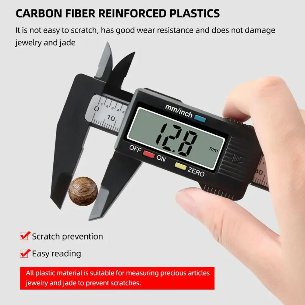 Calibro elettronico digitale quadrante in fibra di carbonio calibro a corsoio micrometro strumento di misurazione righello digitale