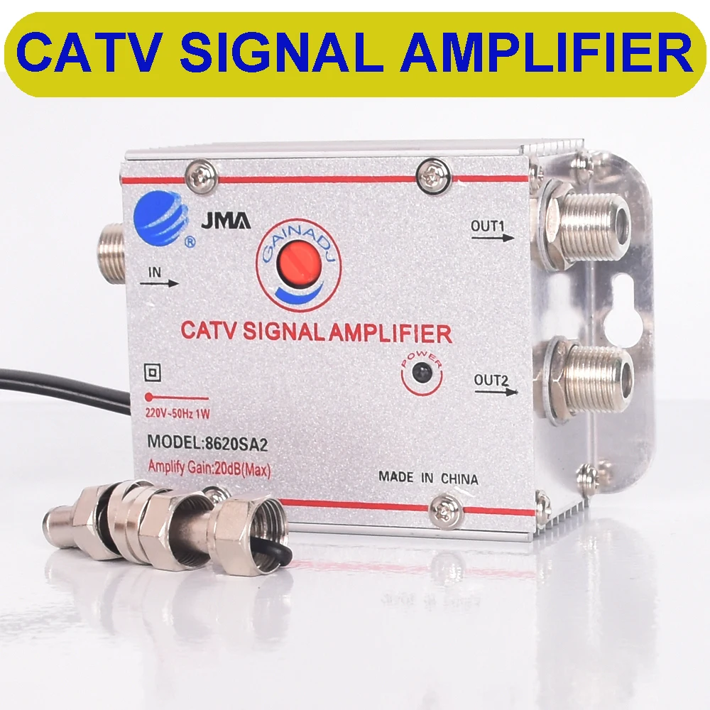 AMPLIFICADOR DE SEGNAL CATV Amplificadores de señal de TV digital DTMB 8620SA2 20dB ganancia 1 en 2 enchufe de la UE 220V