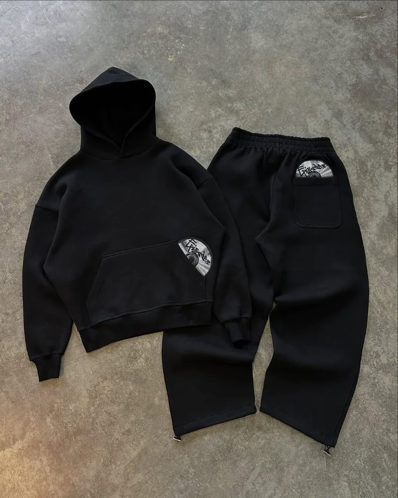 High Street Hip-Hop Herrenanzug, modischer und beliebter Pullover mit gesticktem Design, Gothic Harajuku, lockerer Freizeitanzug, Trainingsanzug
