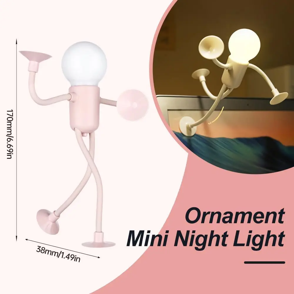 Changeable Shape Funny Sportsman Night Light Versatile Lamp Creative Fun Quirky Button Battery Desk Lamp Ornament Vacuum Suction
