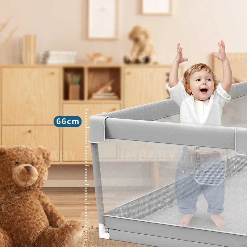 IMBABY-bebê cinza Corral Playground com ângulo de proteção, bebê rastejando cerca, qualidade jogo cercadinho para crianças