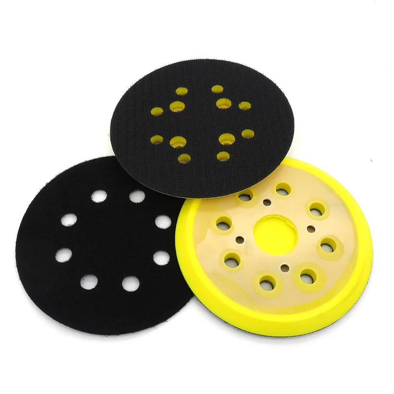 5 นิ้ว 8 หลุมเครื่องบด Backing Pad Hook และ LOOP Sanding Disc กระดาษทรายถาดสําหรับเครื่องบดแผ่น 125 มม.นิวเมติกเครื่องขัด
