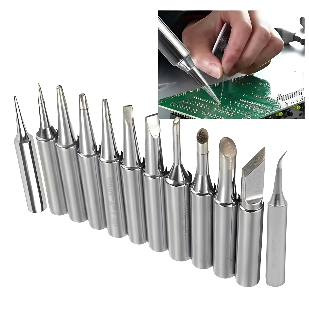 12PCS 33mm Copper Soldering Iron Tips Set 900M-T Welding Station Tools I B C D K For 936 937 938 969 8586 852D Soldering Station