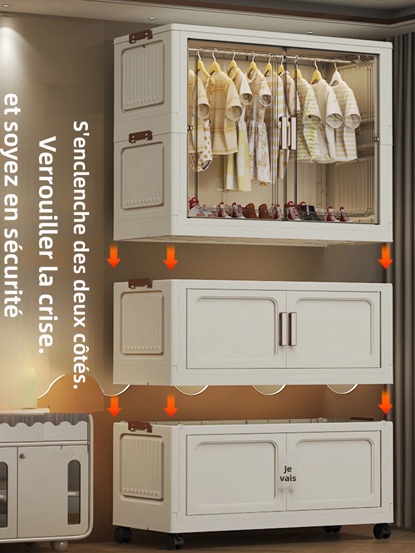 Armoire de rangement pliante multi-scènes blanc/noir/gris, pour la maison, le bureau, la cuisine, la salle de bain, organisateur multifonctionnel avec portes