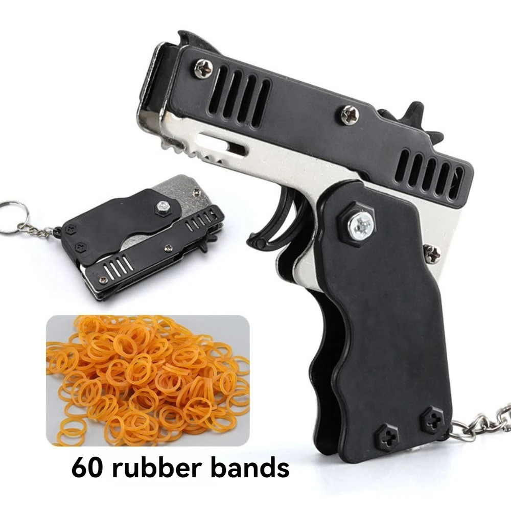 Pistolet jouet de Simulation pour enfants, tir compétitif pour garçons, cadeau extensible et pliable, peut être disparu, pistolet jouet avec bande de caoutchouc
