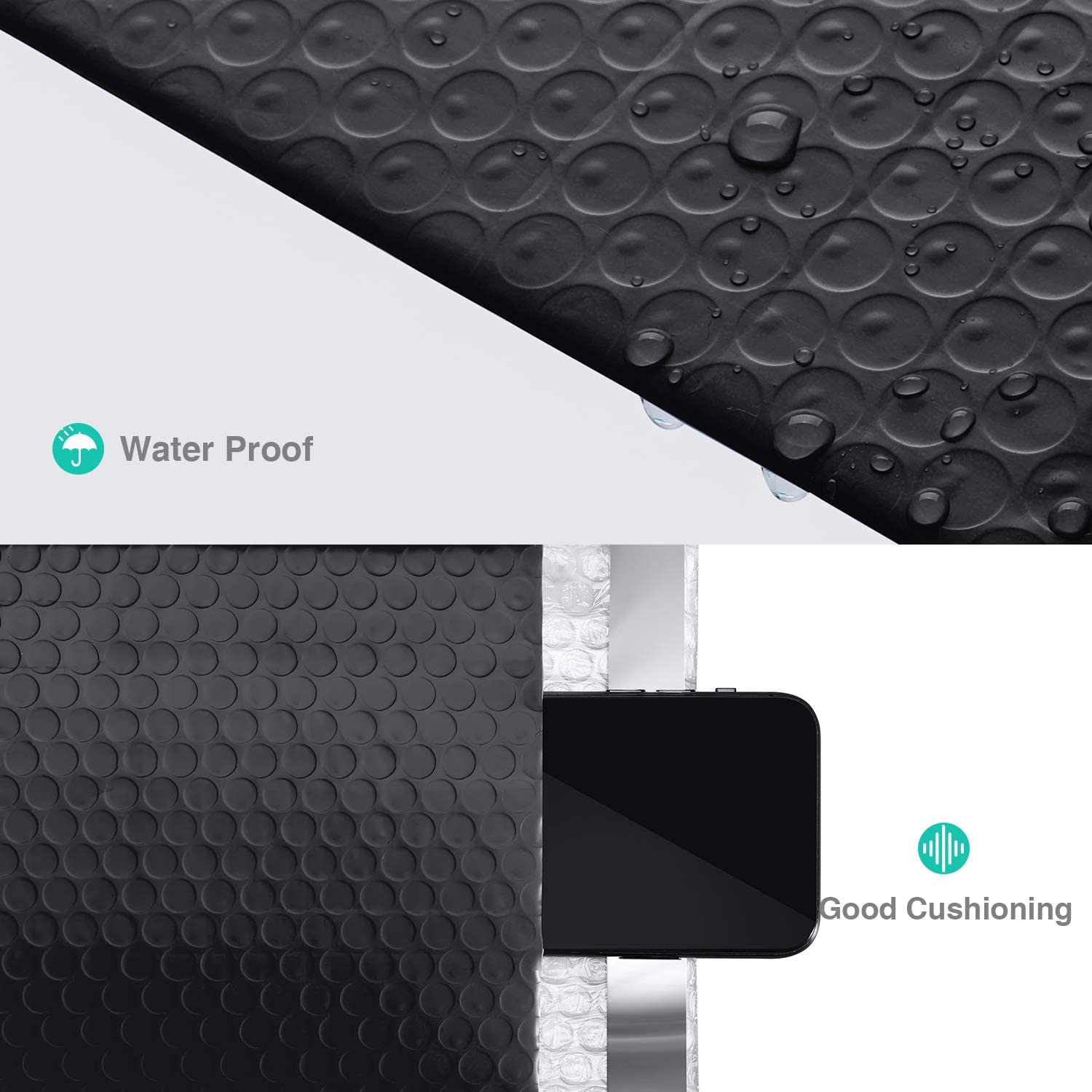 Bubble Mailers Embalagem Sacos, Adequado para Presentes do Negócio, Envelopes, Pacote de Jóias, Saco Ziplock, Anti-extrusão, Impermeável, Preto, 100 Pacotes