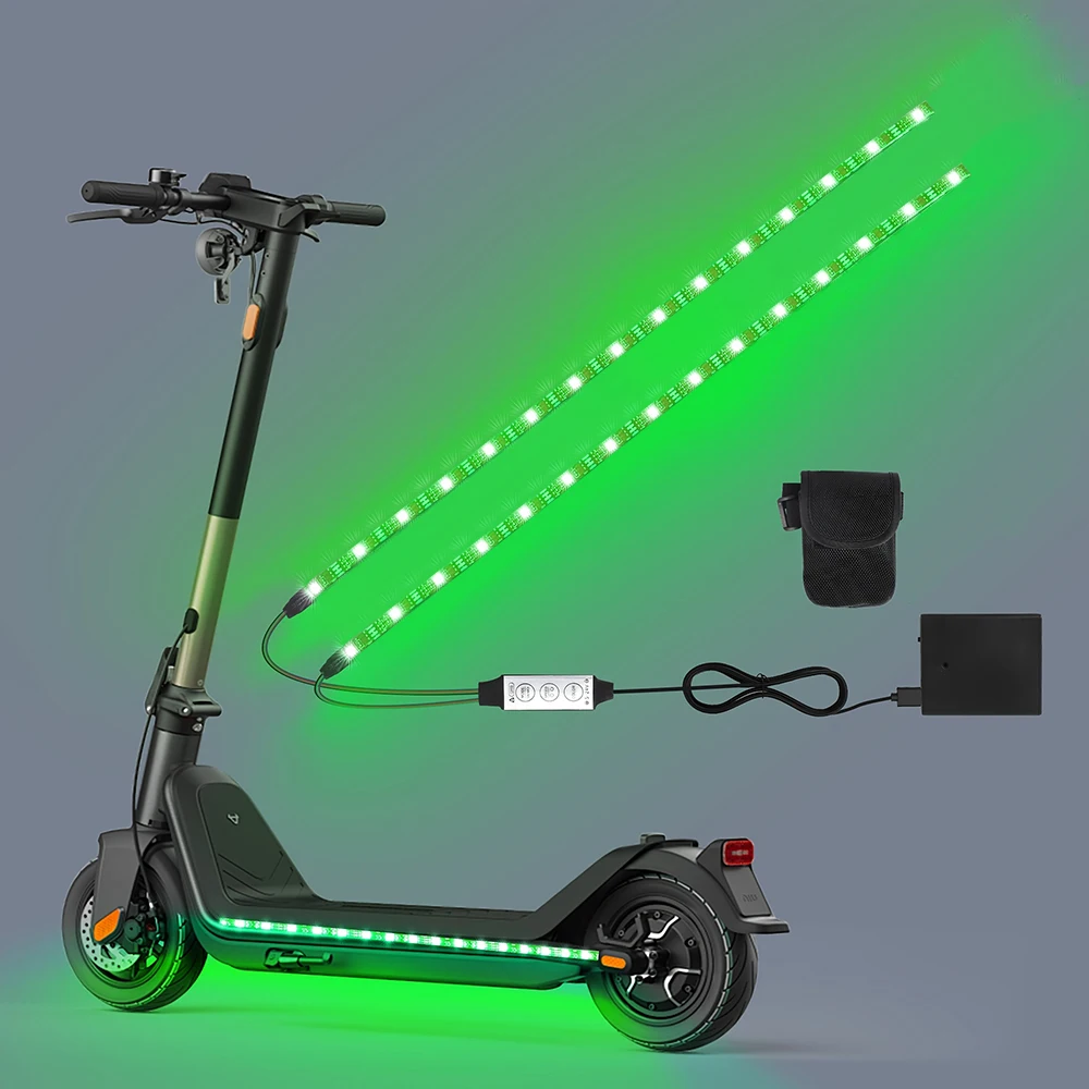 Luces de tira LED RGB para scooters y bicicletas, luces de advertencia de seguridad, luces alimentadas por batería para conducción nocturna, carreras al aire libre