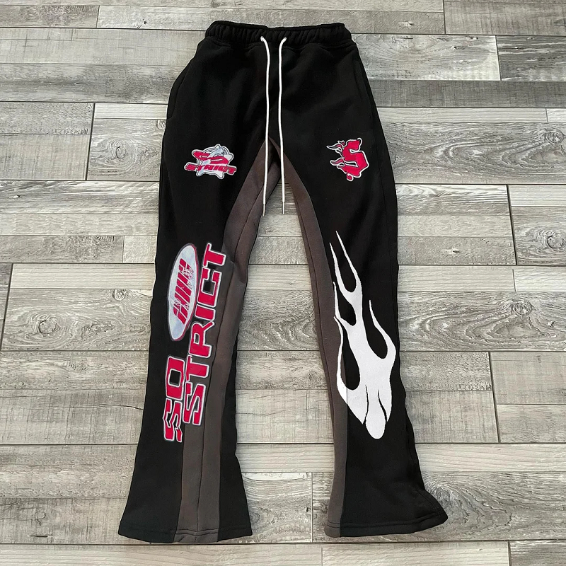 Y2k calças largas hip hop homens soltos calças de impressão 3d casual sweatpants meados de cintura esportiva feminina streetwear vintage queimado calças