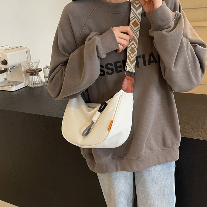 Женская парусиновая сумка через плечо, весна-лето, модная сумка с клецками, повседневная спортивная широкополосная сумка через плечо