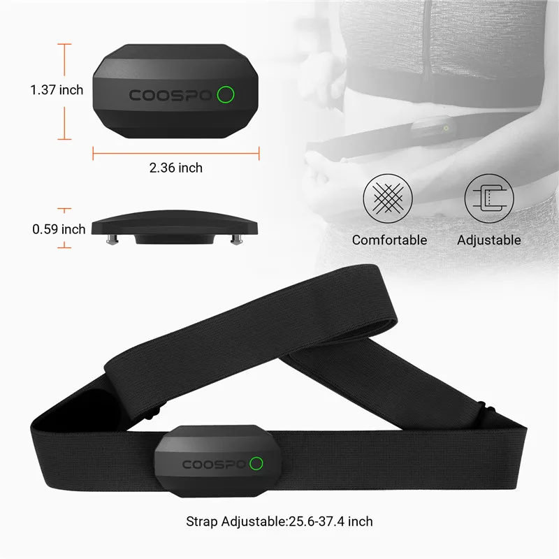 COOSPO H808S Heart Rate Sensor สายคล้องคอ HRM Monitor ANT + บลูทูธ IP67 สําหรับ Peloton Zwift DDP โยคะ Wahoo Polar Beat