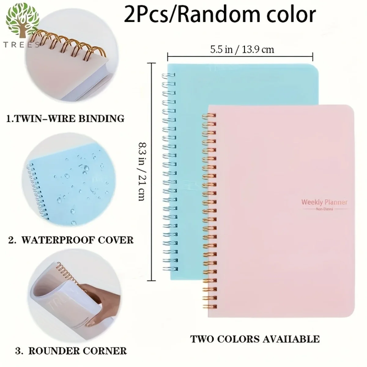 2026 Tree Pattern Spiral Bound Weekly Planner & Notebook & Schedule Organizer, Stationery For Office & School & Study, Plan Book