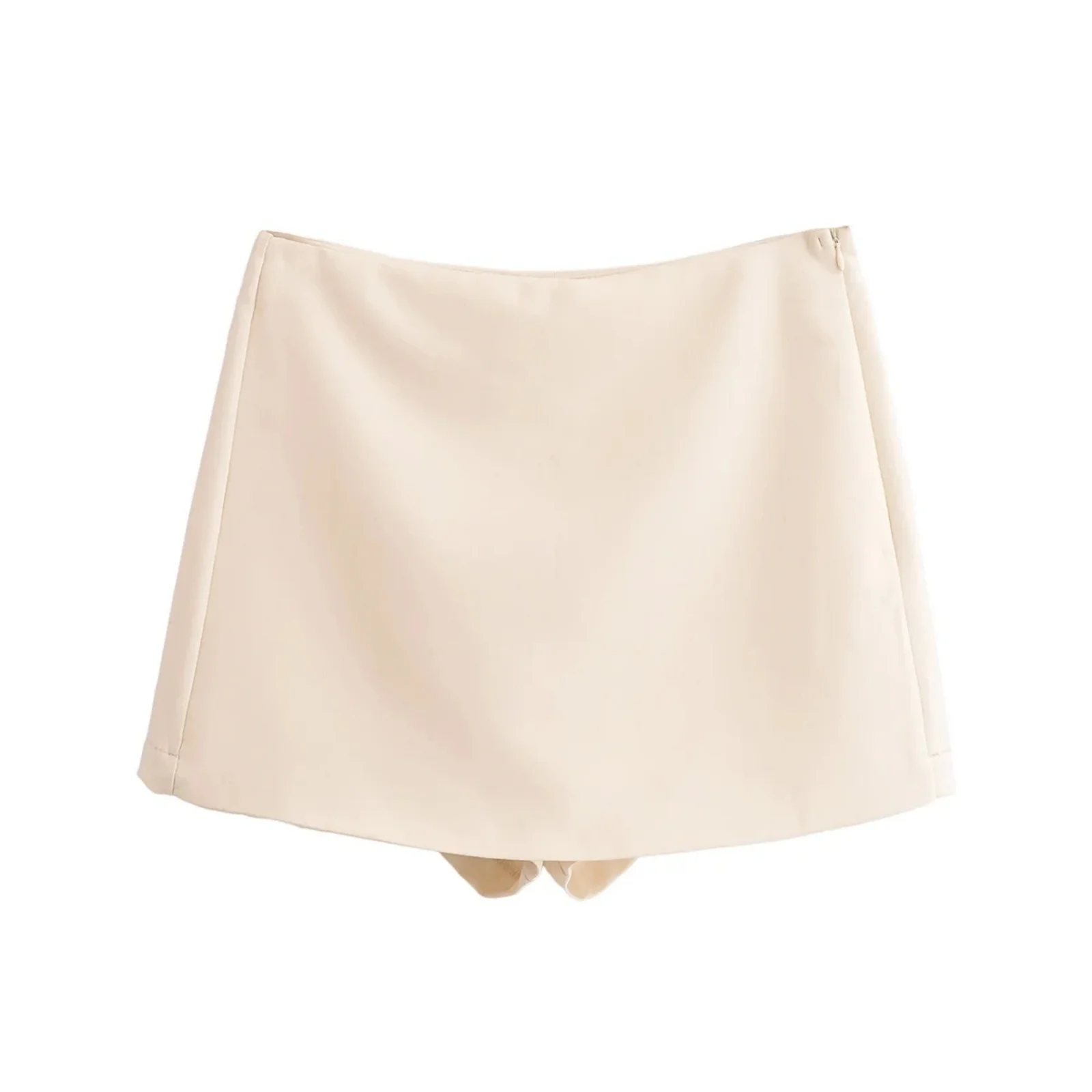 BSAY pantalones cortos para mujer moda Otoño Invierno nuevo cómodo Casual Color sólido cremallera lateral cintura media A-line Culotte falda pantalón