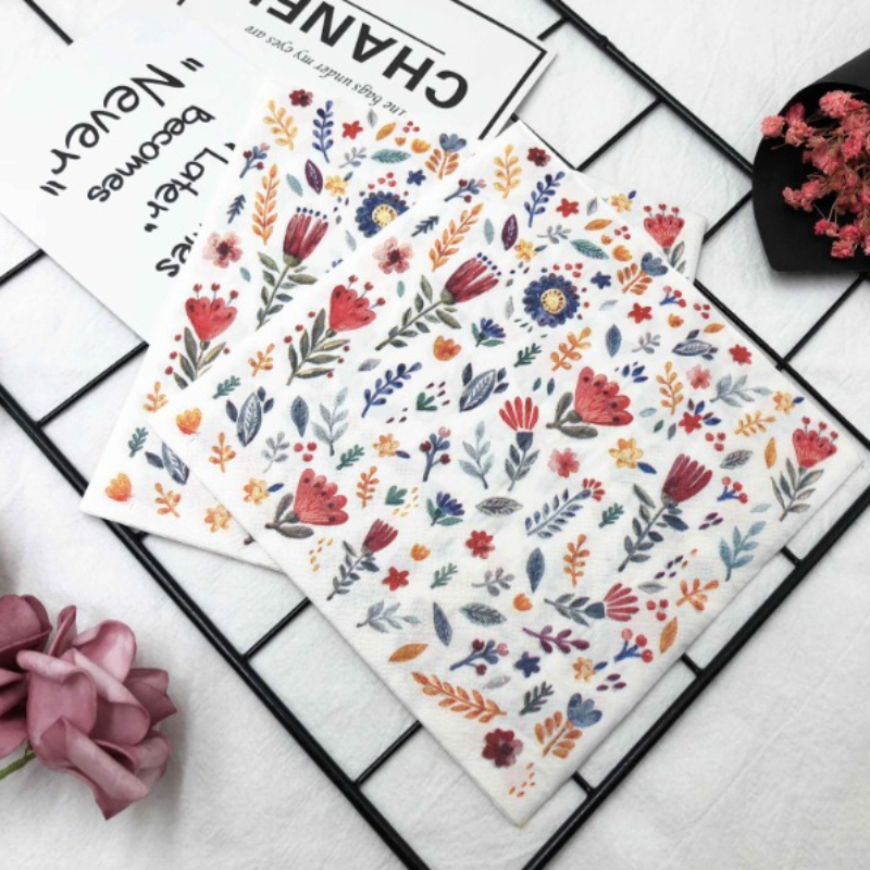 Красочные квадратные бумажные салфетки с принтом, салфетки для ресторана, цветочные салфетки для лица, для отеля, свадебного стола, целлюлозная бумага