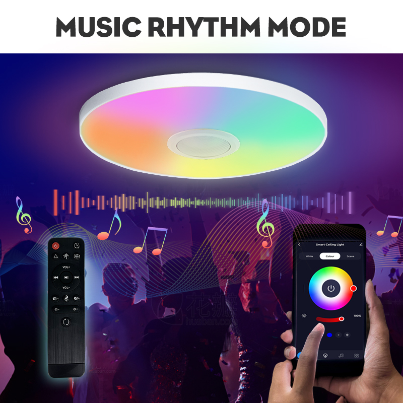 Rvb plafonnier intelligent lumière LED avec haut-parleur 30W 36W Audio musique jouer TUYA APP Bluetooth WIFI décor à la maison chambre salon