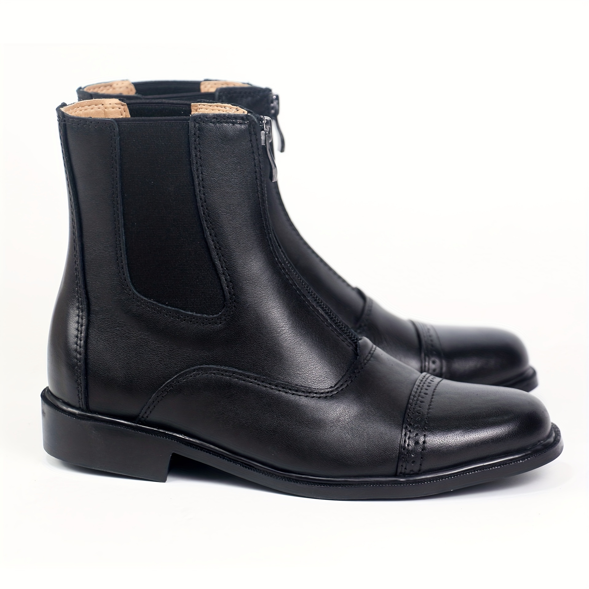 Botas de equitação para homens e mulheres, botas equestres, couro completo, alta qualidade, sapatos com zíper, perspectiva, cabeçada