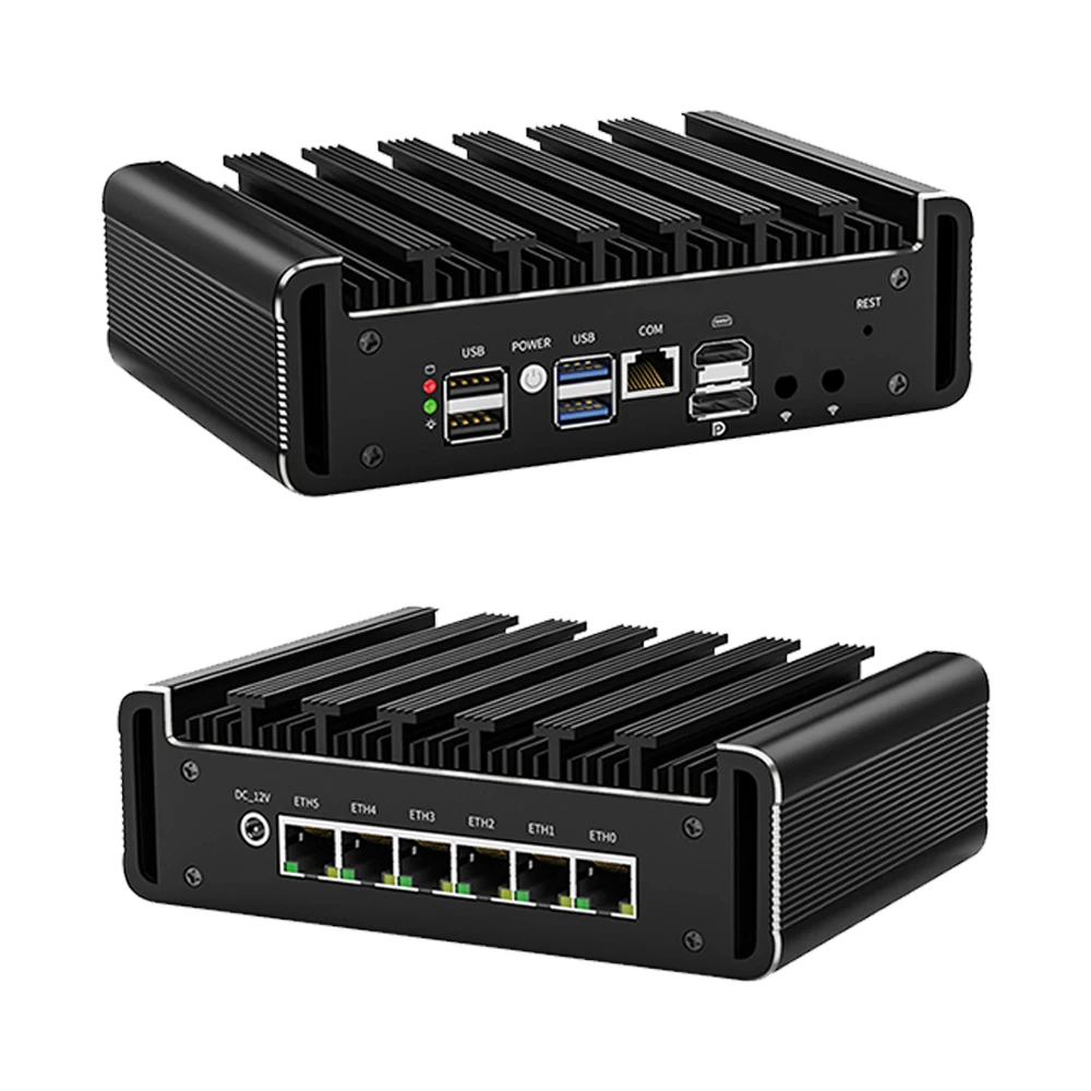6 LAN 2.5G Soft Router i7 1185G7 i5 Intel i226-V 2*DDR4 NVMe SSD Firewall Computer Fanless Mini PC HDMI2.0 DP1.4 ESXi Proxmox