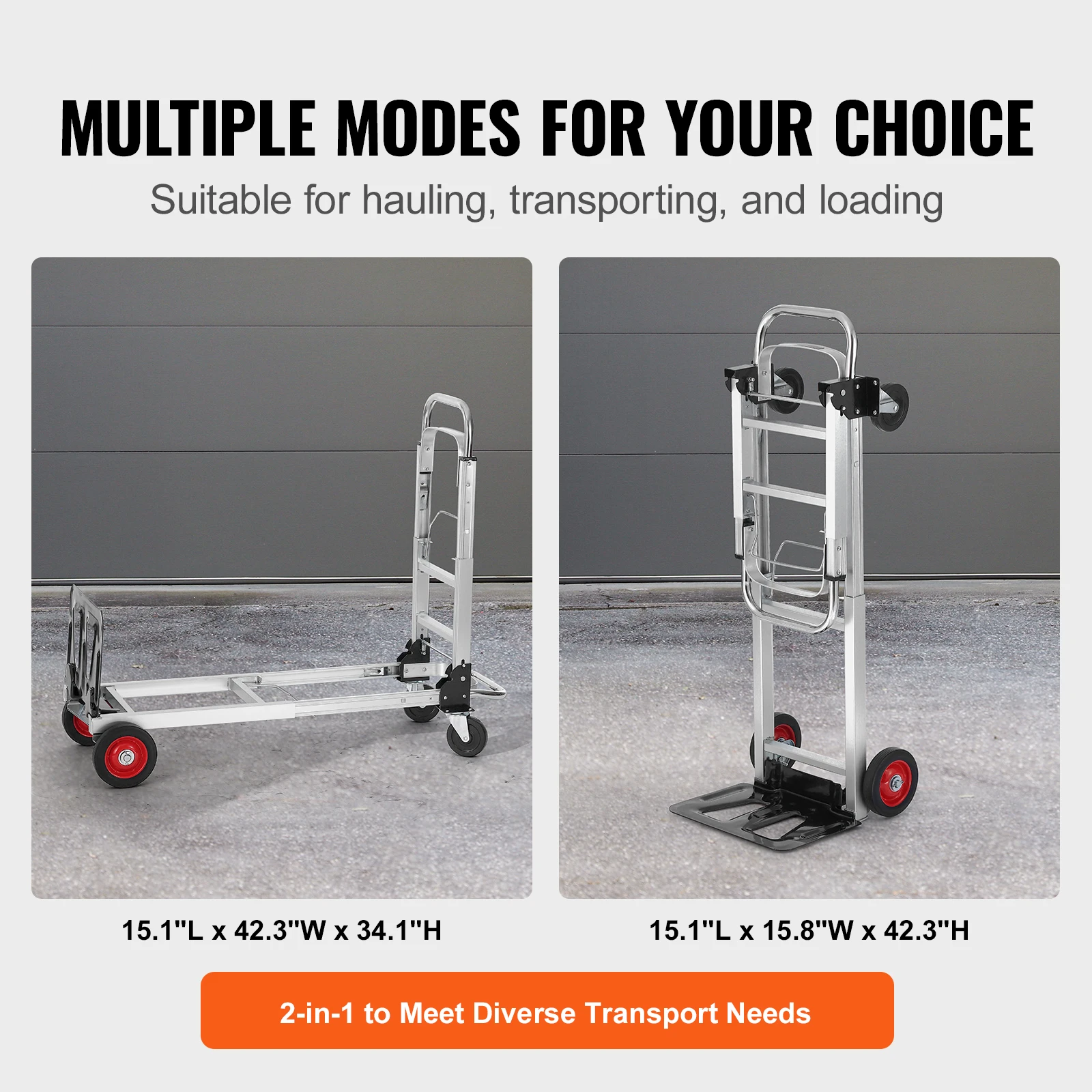 SucceBuy Chariot de chariot pliable industriel robuste en aluminium pour le transport et le déplacement dans l'entrepôt et le supermarché